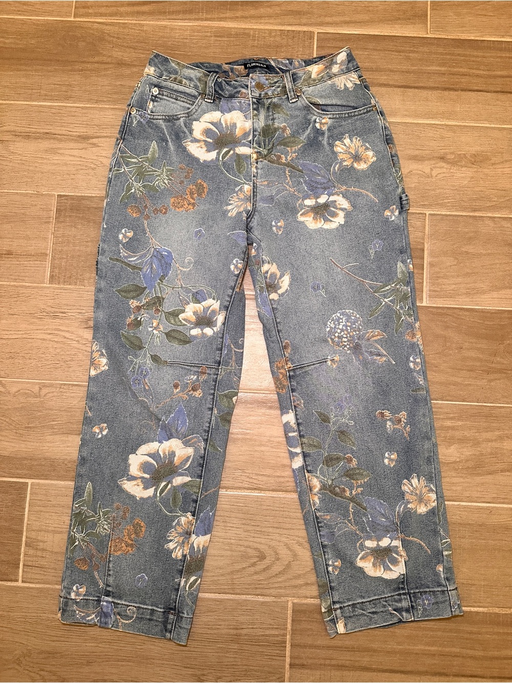 Flamingals Floral Straight-Leg Jeans - Size XS